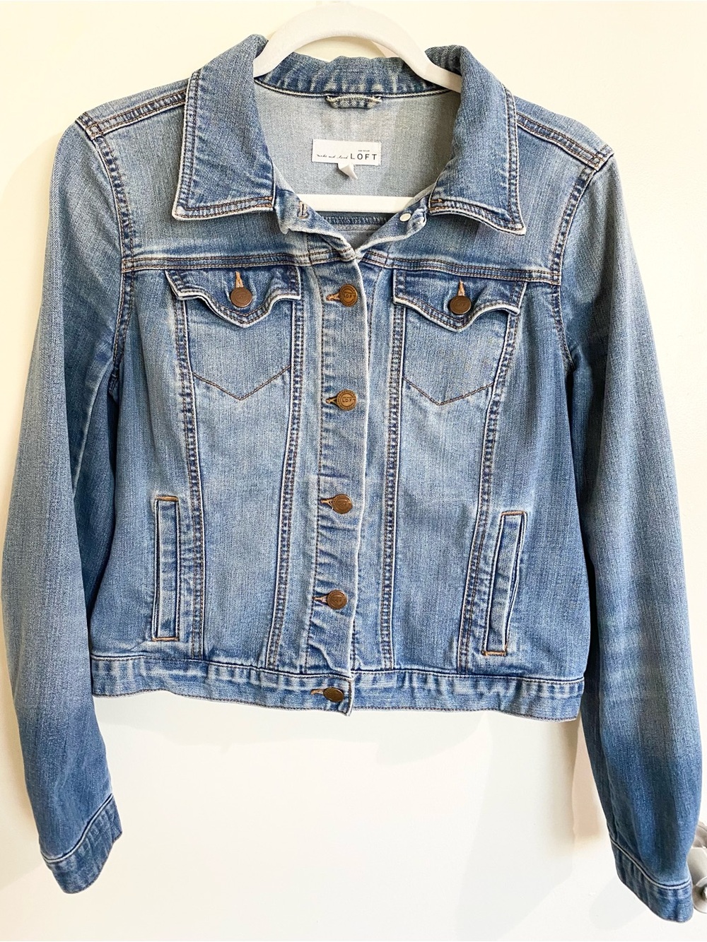 LOFT Denim Jacket Light Blue Fitted Jean Medium